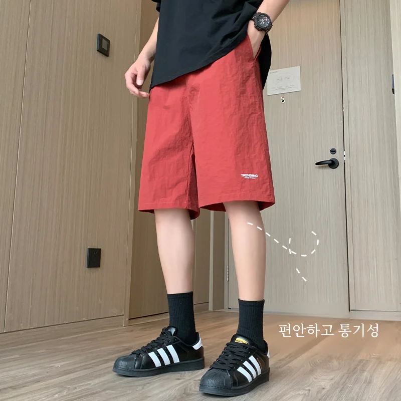 2024 신사용 빠른 건조 반바지 여름 얇은 멋진 우산 군인 5 점 바지 아메리칸 스타일 캐주얼 스포츠 중반 허리 바지
