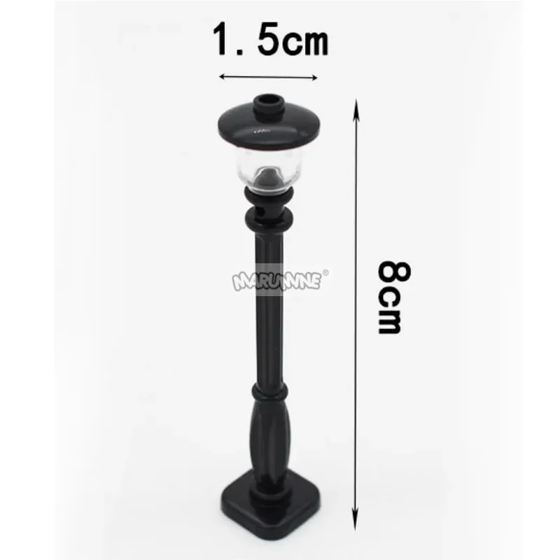 Marumine MOC Bricks Retro Street Light Lamp 10PCS City Park Road View Building Blocks Assembles Particles Parts 11062 4740 3626 5