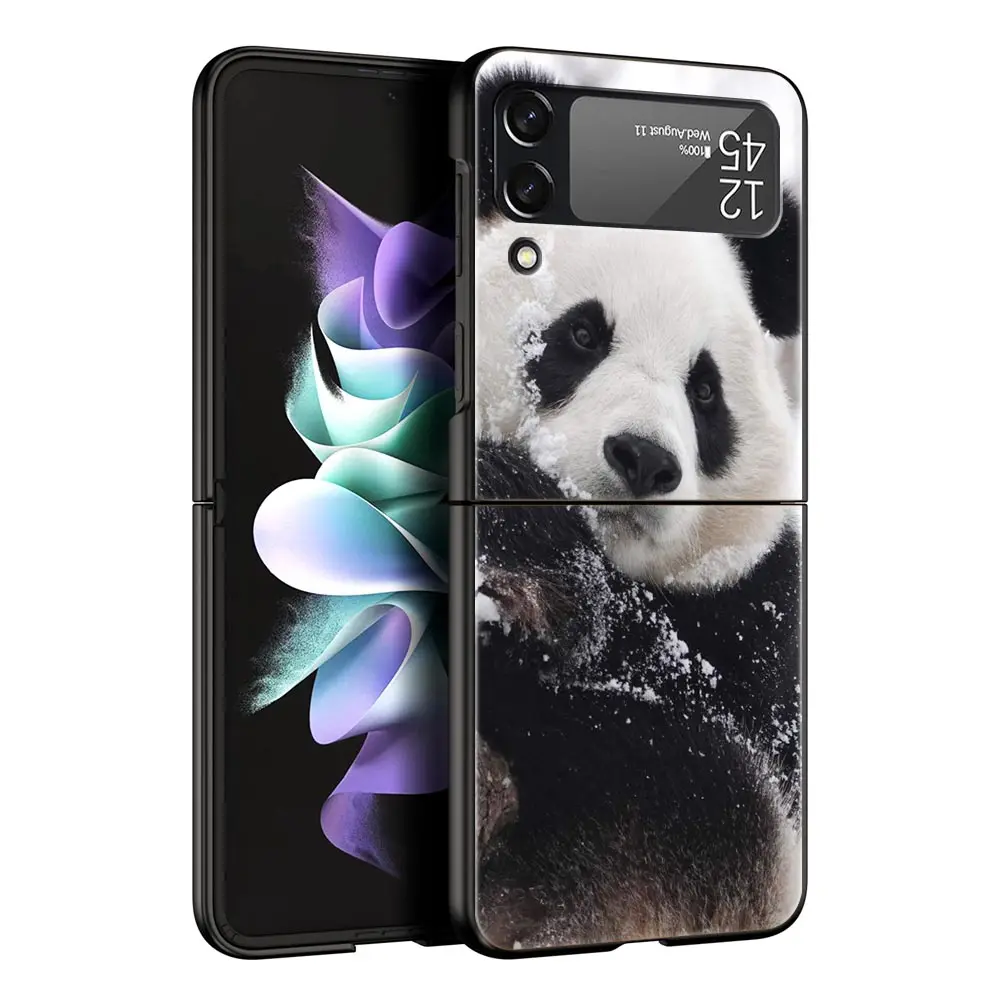 Luxury Black Folding Phone Case with Fubao Panda Design