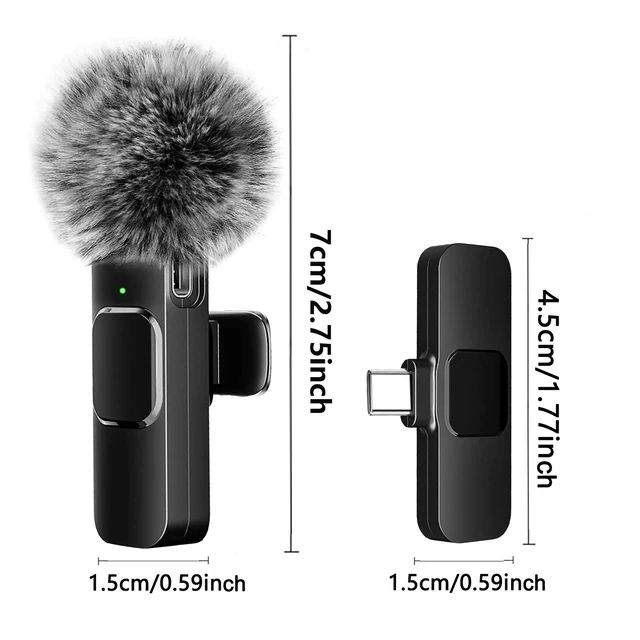 K60 Wireless Lavalier Microphone Audio Video Recording Mini Mic For iPhone Android Laptop Live Gaming Mobile Phone Microphone 2