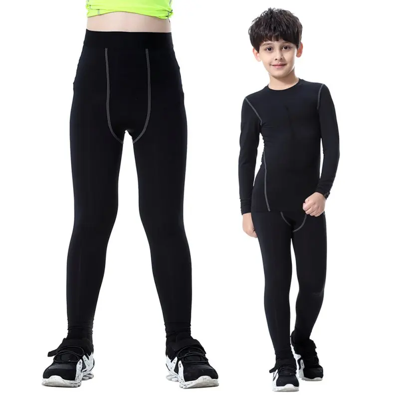 Children Tight Quick Dry Fitness Pants Compression Base Layer Running Leggings Football Training Shorts Sport Tight Trousers