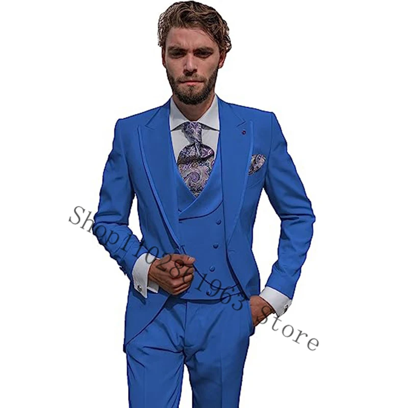 2023 New Arrival Men Wedding Suits 3 Pieces Formal Business Best Men Groom Wear Tuxedos Blazer+Vest+Pants Costume Homme Mariage