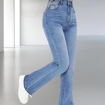 New women's hot jeans slimming European and American style casual versatile high waist washed Denim trousers for women 1