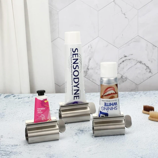 Accessori per il bagno Rullo per tubo spremi dentifricio Rullo per schiacciatura in acciaio inossidabile Ruota dispenser per unguenti Cosmetici 3