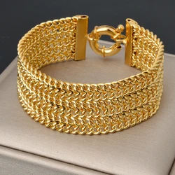 Luxurious 18K Gold - Plated Copper Link Bracelet - Bold Miami Curb Chain Design - 7in Length (20mm wide bracelet)