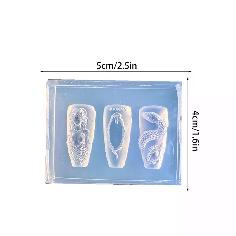 1개 3D 뱀 소녀 네일 실리콘 조각 몰드 뱀 DIY 네일 장식 아트 네일 뷰티 참 실리콘 네일 몰드 네일 제품