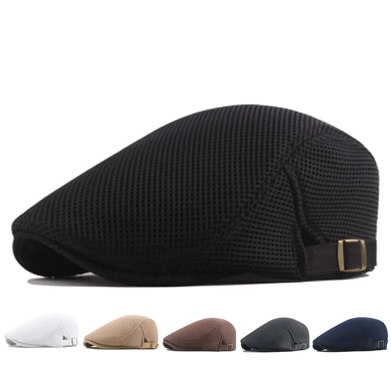 Men Mesh Newsboy Caps British Painters Hats Spring and Summer Ventilate Berets Adjustable Flat Cap Hip Hop Berets Sports & Entertainment
