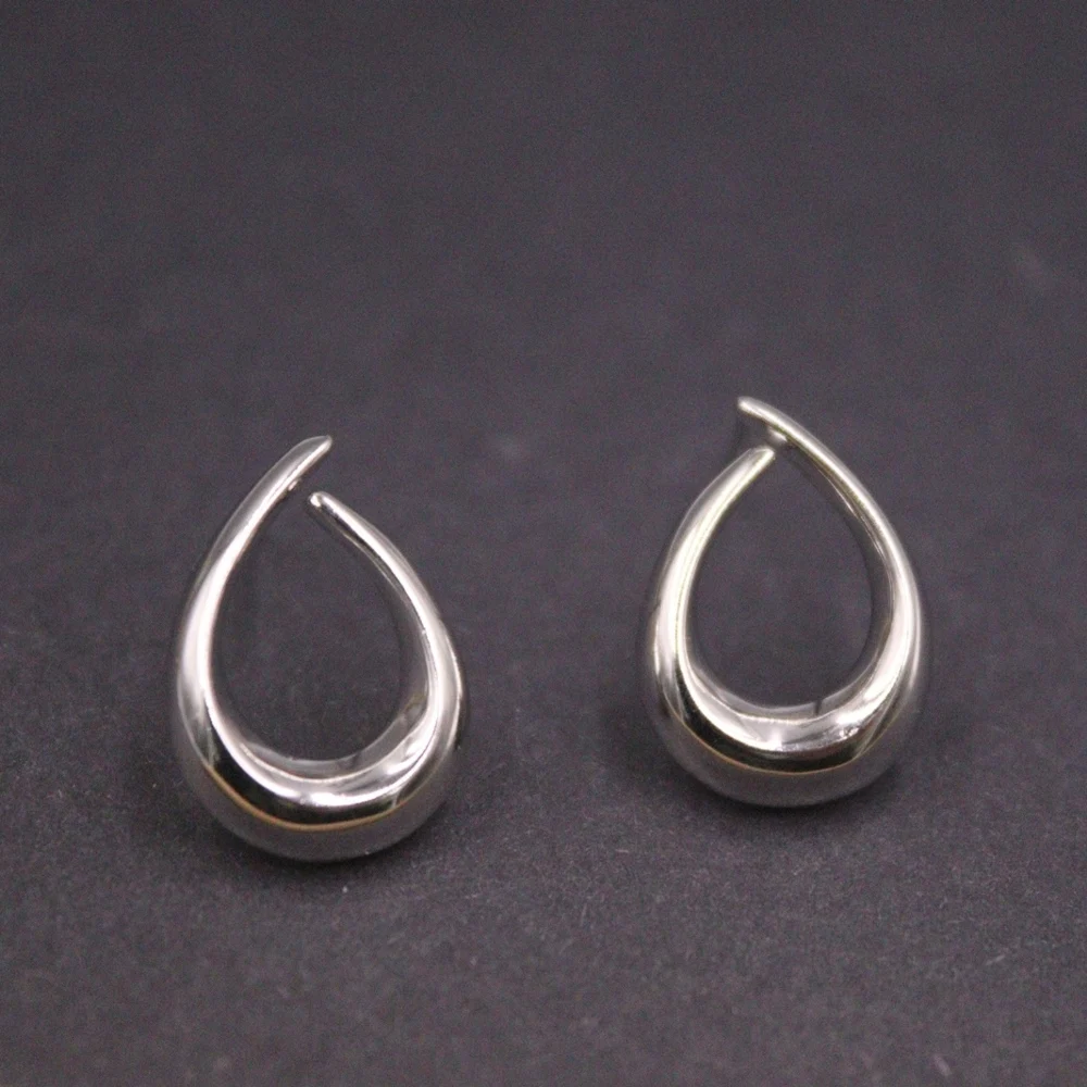 

Real Solid 925 Sterling Silver Stud Women Gift Lucky Hollow Glossy Drop Earrings