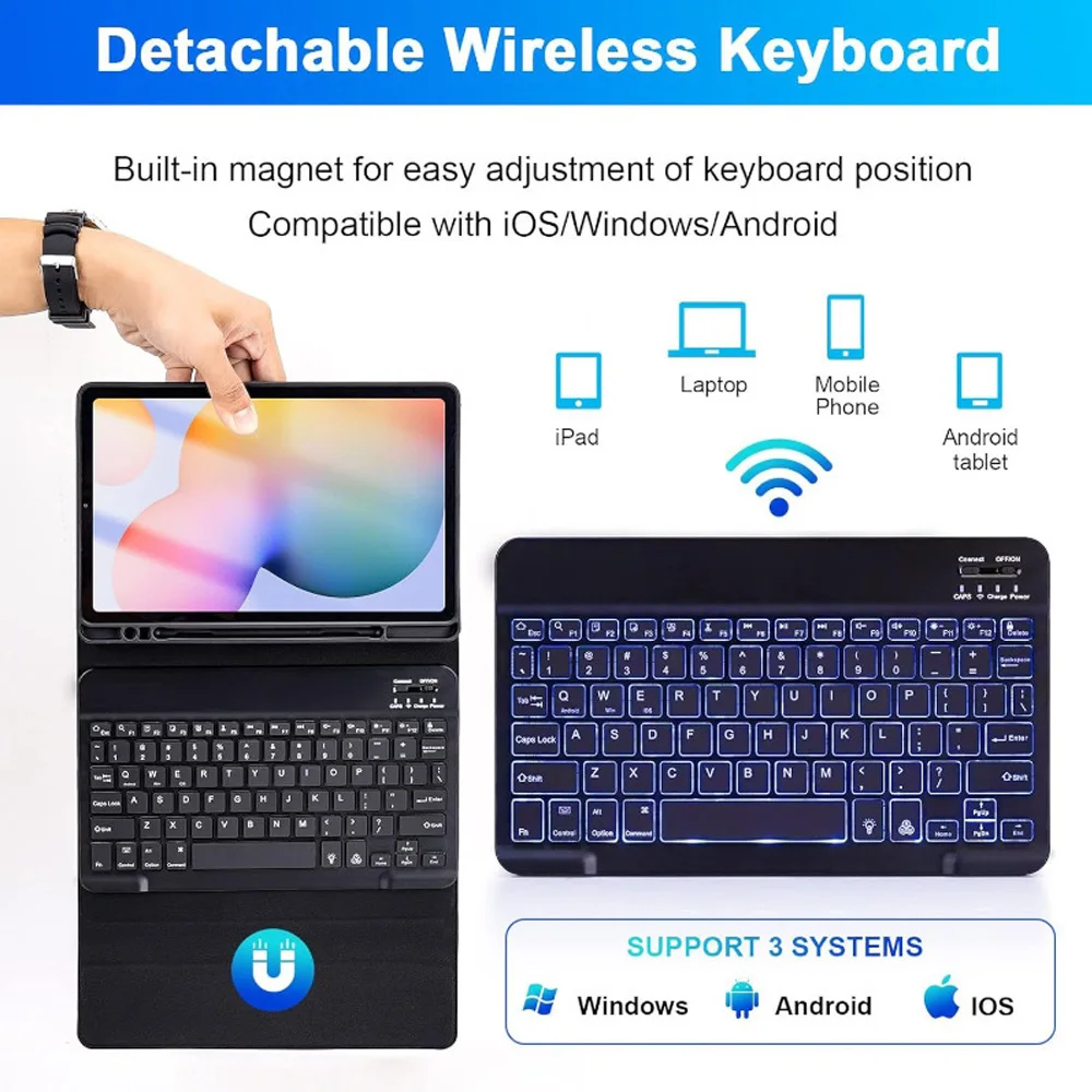 Premium Tablet Case and Keyboard Cover with Pencil Holder, 10.4-Inch