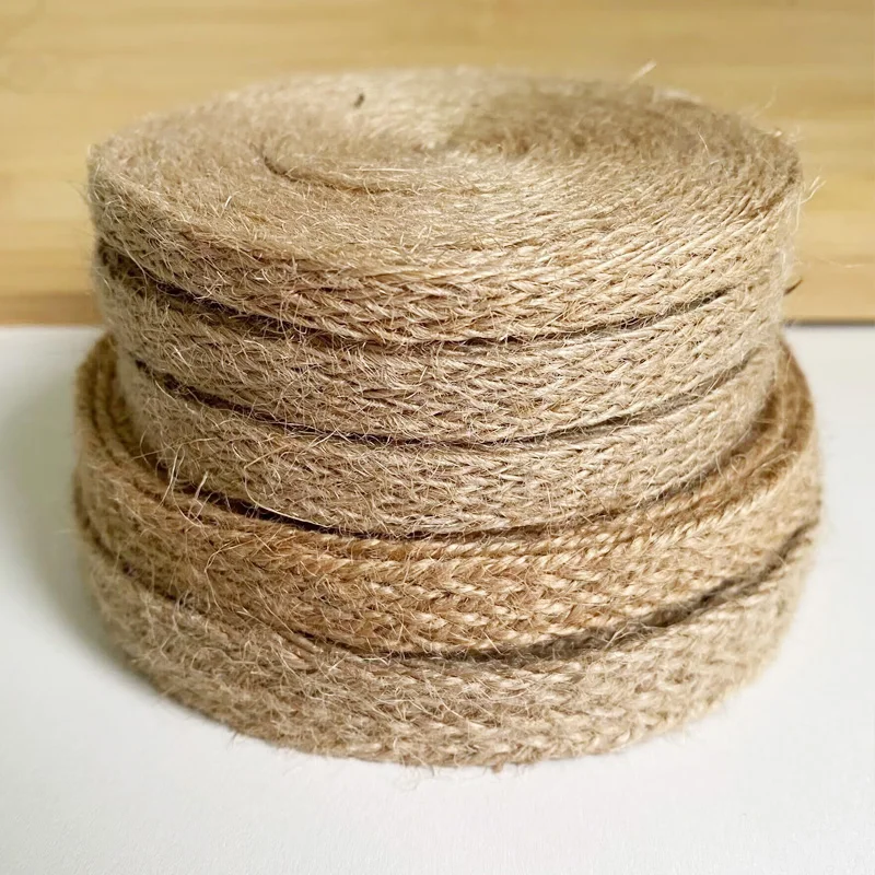 5m Hemp Cords Macrame Jute Rope Braided Flat Burlap Ribbon Strings Twine Hessian Vintage Wedding Decoration for Home Decor