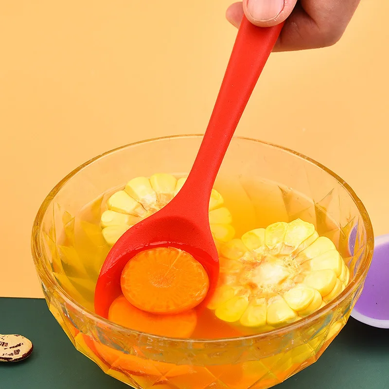 Silicone Spoon Heat Resistant Easy To Clean Non-stick Rice Spoons High Temperature Spoon Tableware Utensil Kitchen Tool 8 Colors
