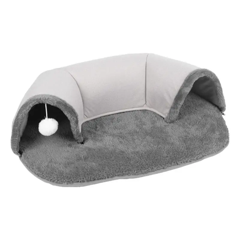 

Cat Bed Tunnel Spacious Cat Condo Shelter Soft Warm Cat Peekaboo Cave with White Plush Ball cat Interactive tunnel pet Supplies