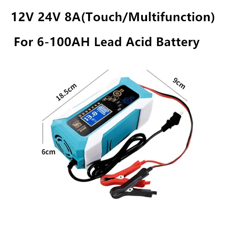 Heltec 12V 24V 2A 6A 8A Lead Acid Battery Charger Full Automatic AGM VRLA GEL Motor Auto Charger With LCD Display AC 110V 220V
