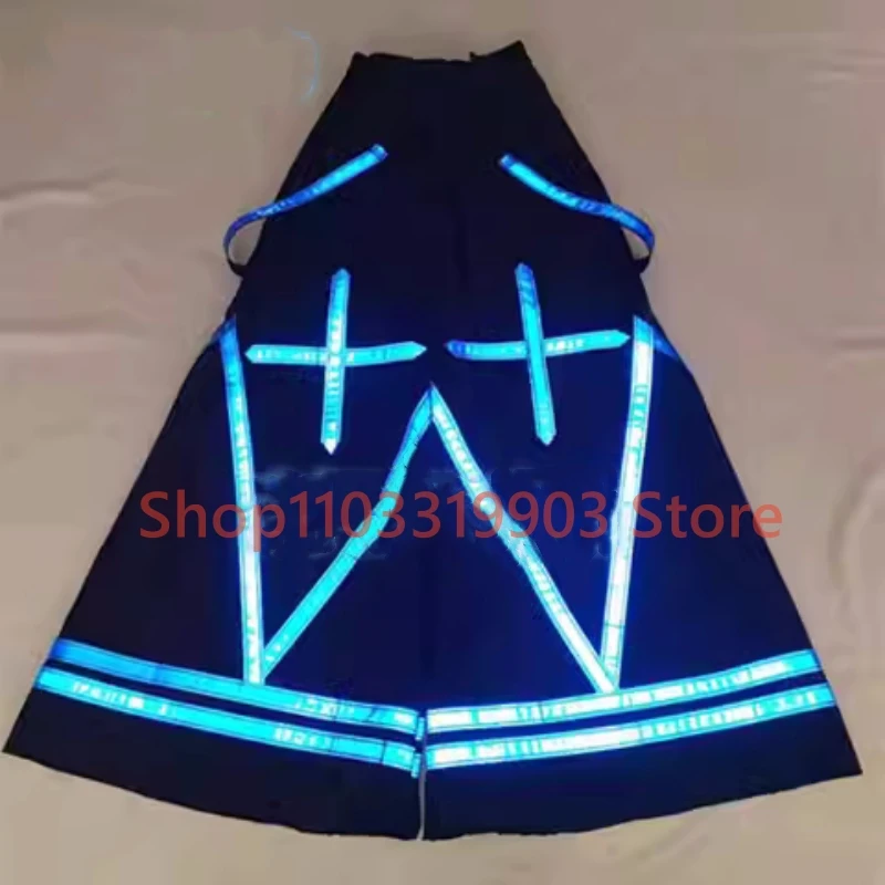 

Светоотражающие полосы с двойным перекрестным узором, танцевальные брюки ночного видения, светящиеся брюки-колокол, светоотражающие танцевальные брюки