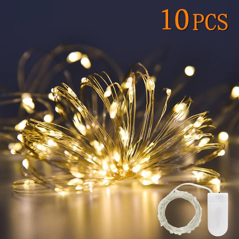 

Copper Wire String Lights LED 10pcs Garland DIY Wedding Party Light CR2032 Fairy Light Home Christmas Garden Holiday Decoration
