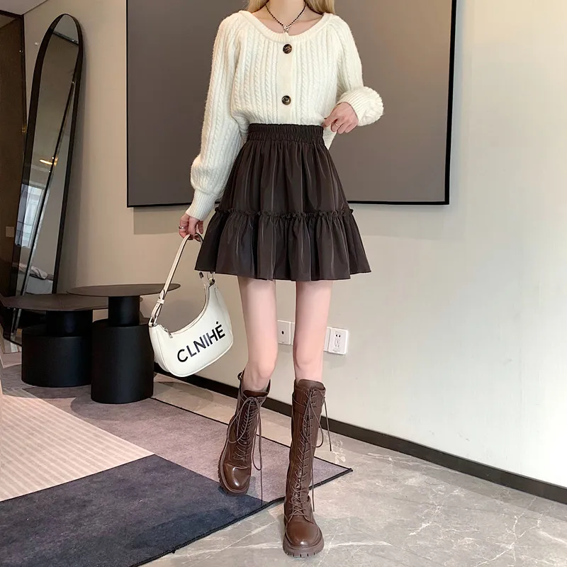 Elegante a Line Yuanyuanjyco Coreano Moda Doce Cintura Alta Curto Saia Preta Plissado Mini Saias Primavera Outono Roupas Femininas 14 Computers & Electronics