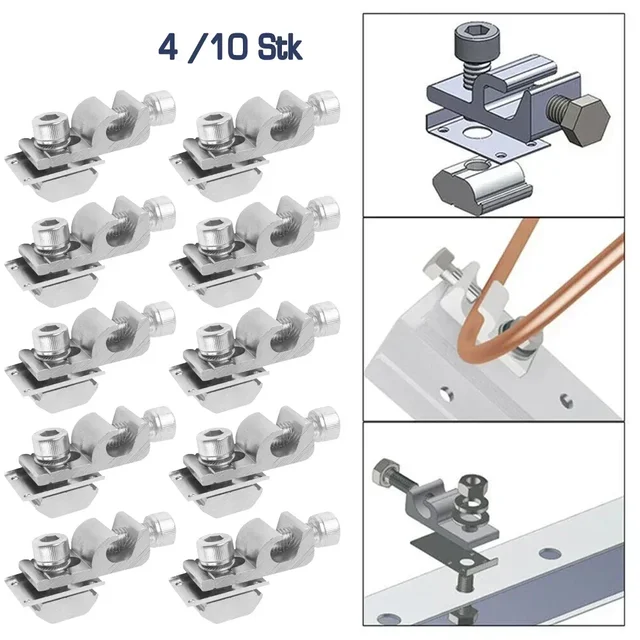 Solar Panel Mounting System With Standard Grounding Clip Suitable For Various Metal Carriers And Photovoltaic Systems 6