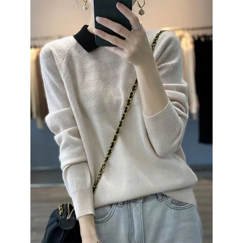 

2024 New Woolen Sweater Women's Sweater Solid Color Slimming Pullover Cashmere Knit C694