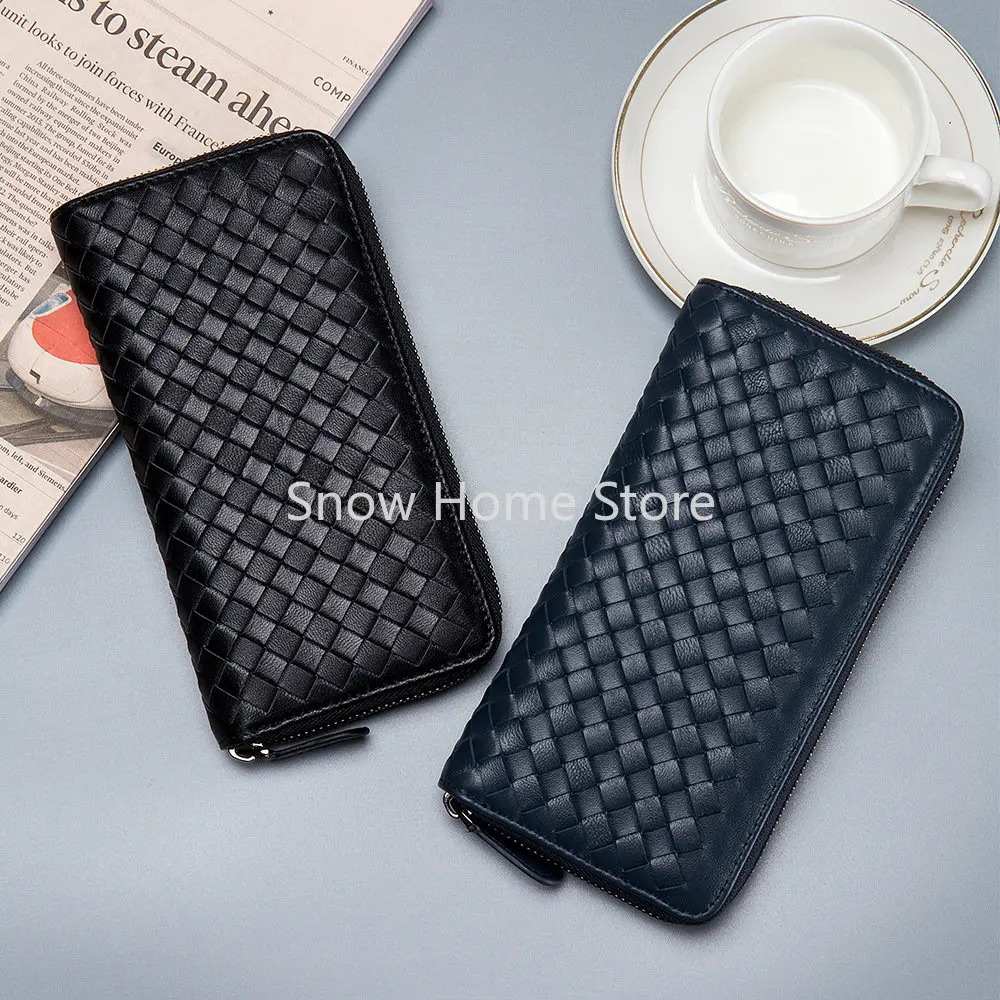 

Длинный женский кошелек ручной работы, модный бумажник из овечьей кожи, вместительный мужской клатч на молнии, в Корейском стиле