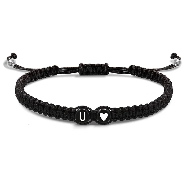 26 lettres initiales coeur Bracelets à la main réglable A-Z nom tressé Bracelets pour femmes hommes amitié bijoux cadeaux