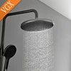 VGX Luxury Shower System Set Bathroom Shower Faucet Set 3-way Rainfall Shower Mixer Crane with Hand Shower Set Black Grey Chrome 5
