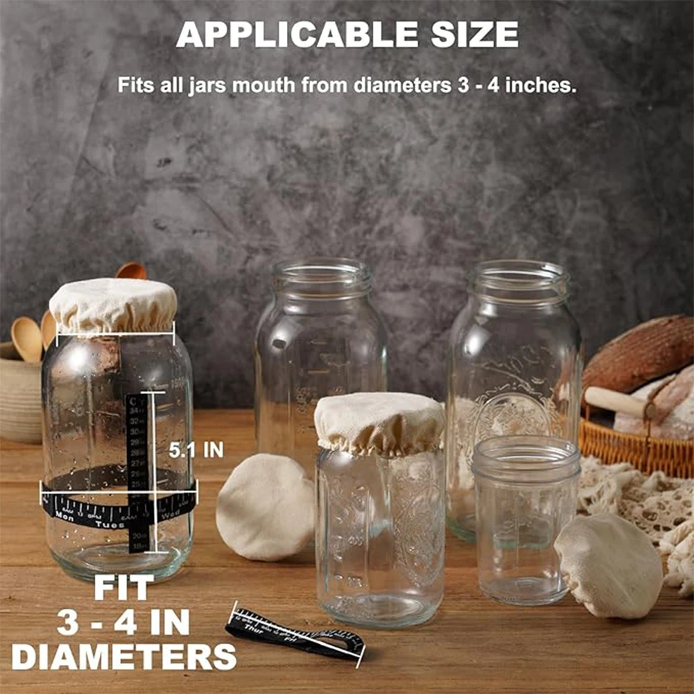 Sourdough Starter Kit Feeding Day Tracker Band Fits 3-4 Inch Diameter Jars Dough Scraper Spatula Baking Supplies
