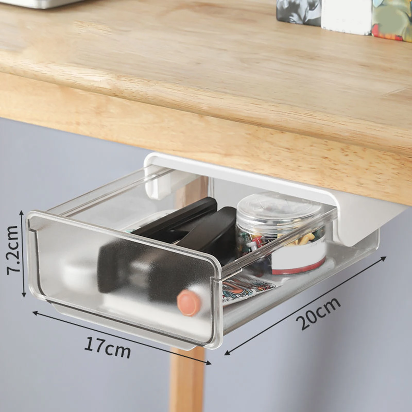 Office Kitchen Home under Desk Drawer Storage Organizer Small Drawer Clear Storage Tray desk organizer,storage organizer