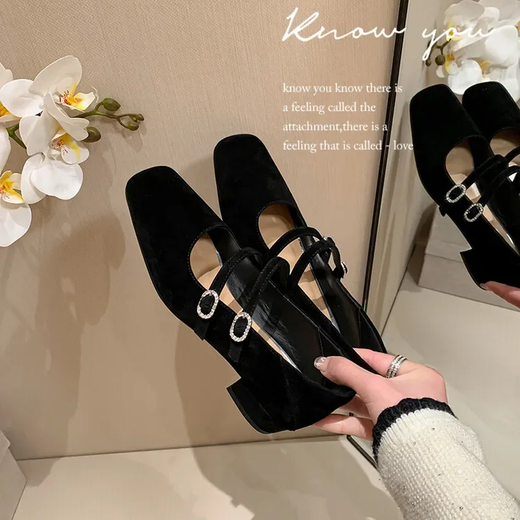 

Women Cow Patent Leather Multi-buckle Mary Jane Shoes Chunky High-Heels Strap Pumps Ladies Party Office Shoes Zapatos De Mujer