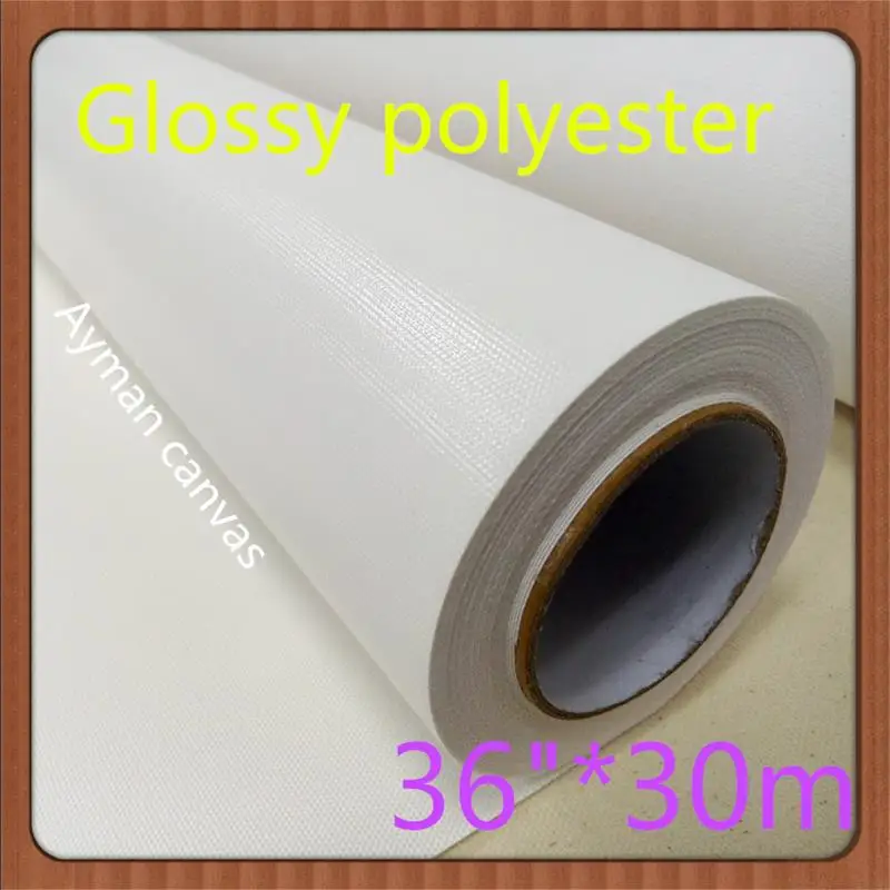 36in 30m White Inkjet Photo Printing Glossy 100% Polyester Canvas