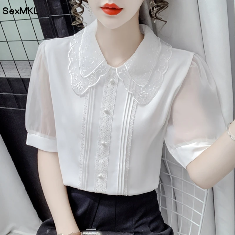 HGps8w Blusas Elegantes De Oficina Con Puños De Botón Dorado Para Mujer, Elegantes Blusas De Cuello Alto Falso, Camisas Casuales De Negocios De Manga Larga, Rojo (01 Red