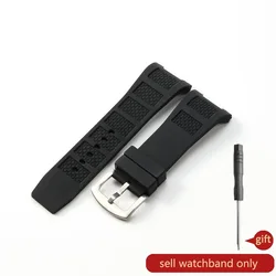 Universal Engineer Rubber Watchband Men's Sports Outdoor Diving Silicone Watch Strap, 30mm Concave Interface - 30x16mm (Black - Steel - K2)