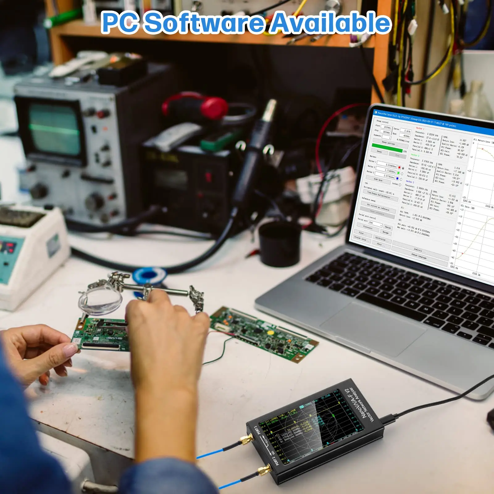 Nanovna F V2 50KHz-3GHz Vector Network Analyzer HF VHF UHF VNA 4.3" Touchscreen 5000mAh High Precision Antenna Analyzer 4