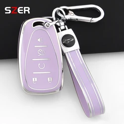 Premium TPU Car Key Case Cover with Keychain (5 BTN Purple Set 2)