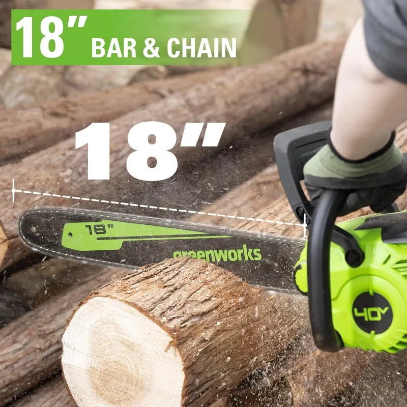 Greenworks 40V 18" Brushless Cordless Chainsaw (Great For Tree Felling, Limbing, Pruning, and Firewood / 75+ Compatible Tools)