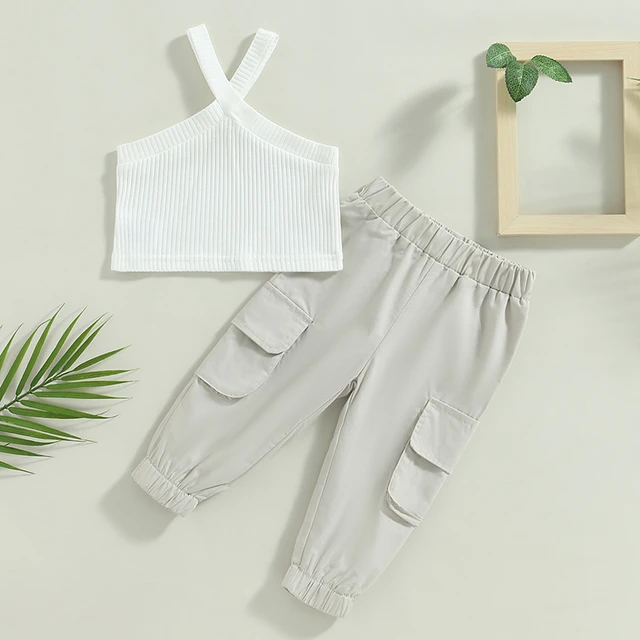 Kids Baby Girls Crop Outfits Sleeveless Vest Tops Pants Casual Clothes Set