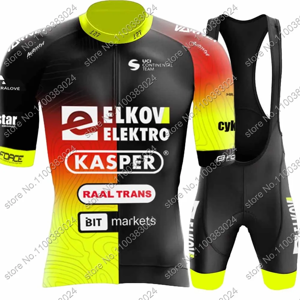 Team Elkov Kasper Cycling Jersey Men Short Sleeve Czech Clothing Road Bike Shirts Suit Bicycle Bib Shorts MTB Ropa Maillot
