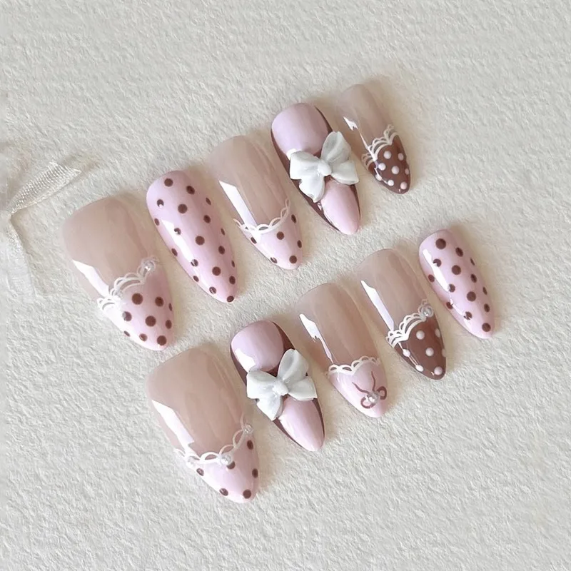 Charming 24PCS Sweet Pink French Press on Nails