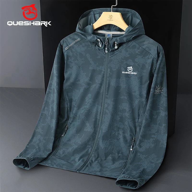 

Queshark Reflective Men Quick Dry Ultrathin Ultralight UV UPF50+ Sunscreen Running Jacket Camouflage Protective Skin Coat