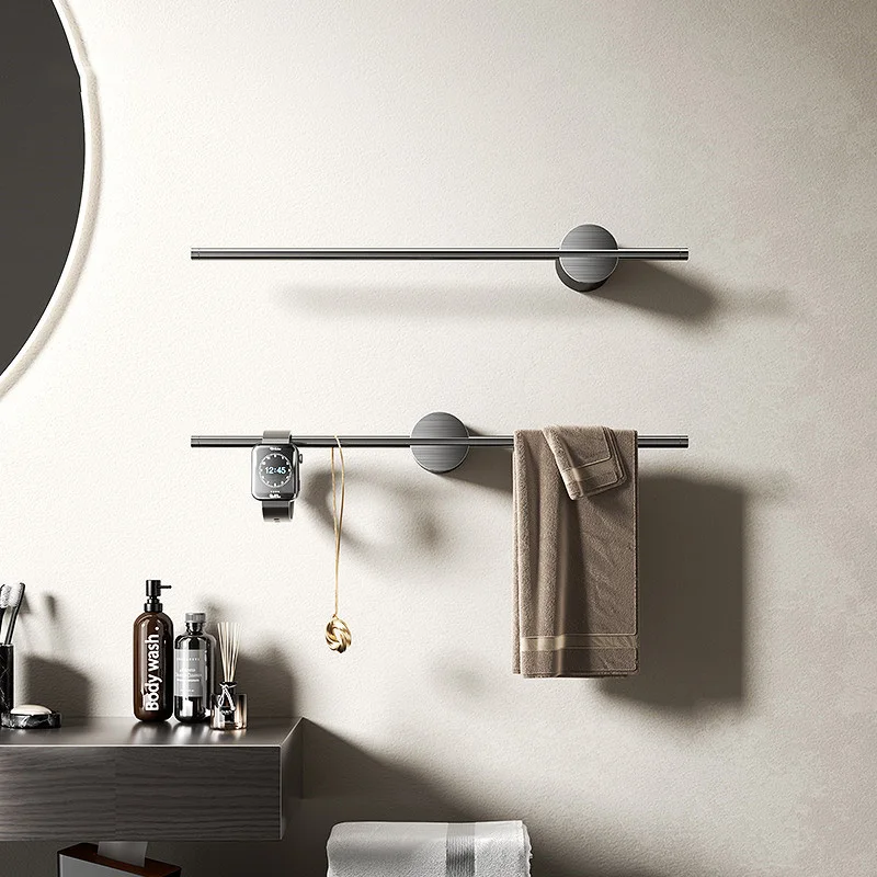 Bathroom Towel Rack Towel Holder Adhesive High quality Wall Mounted Aluminium No Drill hanger Bathroom Accessories