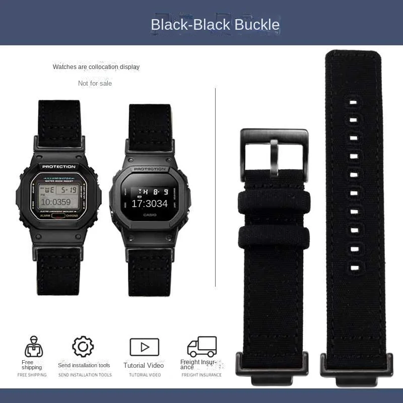 thumbnail image 1 of Correa de nailon modificada adecuada para reloj Casio Small Block DW5600 GW-5000 GW-M5610, pulsera de 16 mm, 1 of 5
