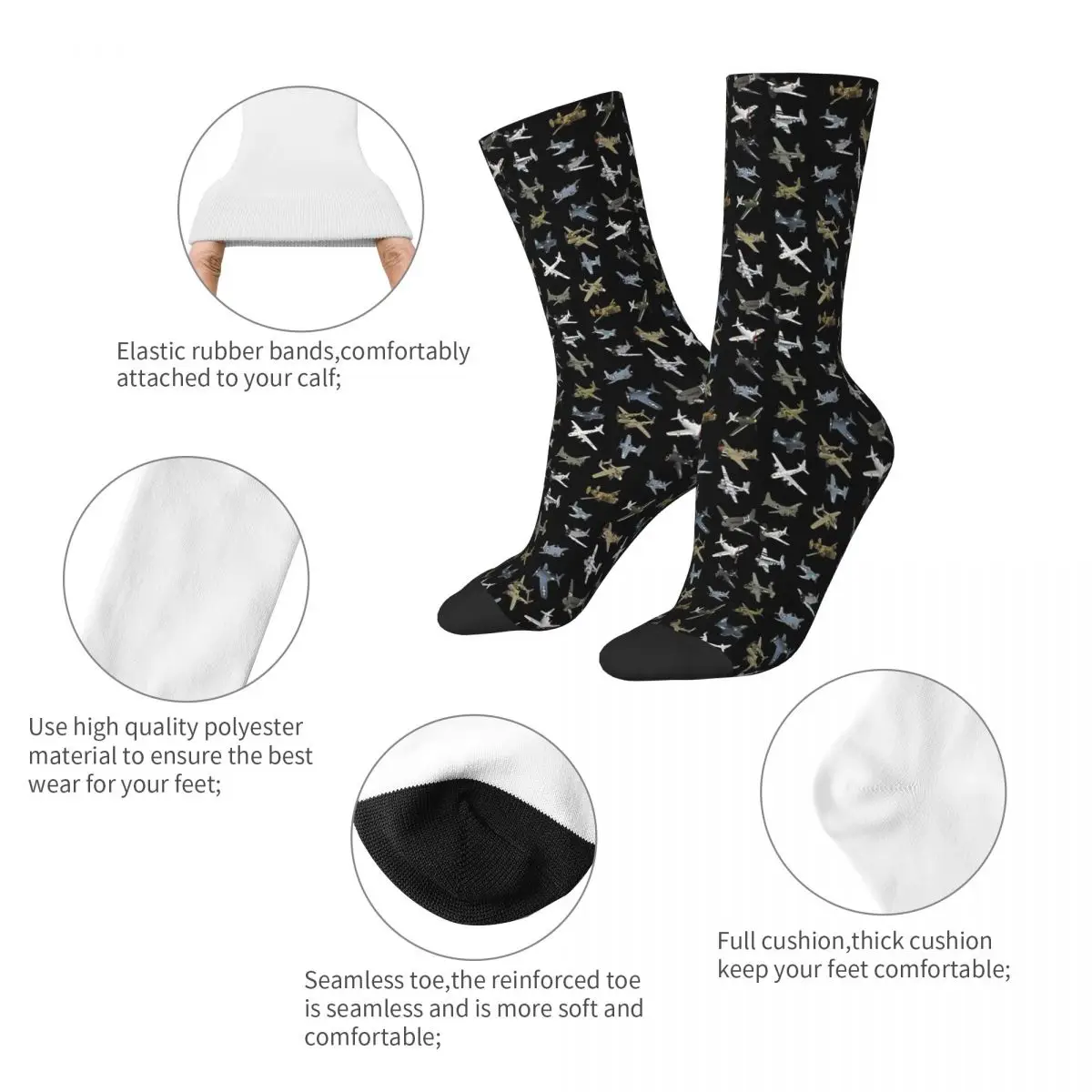 Various American WW2 Airplanes Socks Male Mens Women Spring Stockings Harajuku