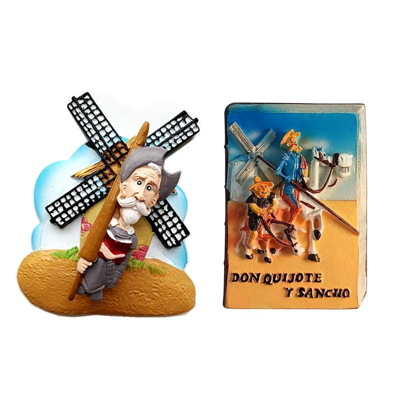 

Handmade Painted Windmill Don Quixote 3D Fridge Magnets Spain Tourism Souvenirs Refrigerator Magnetic Stickers