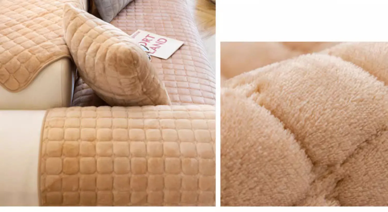 Plush Plaid Sofa Cushion Image 14