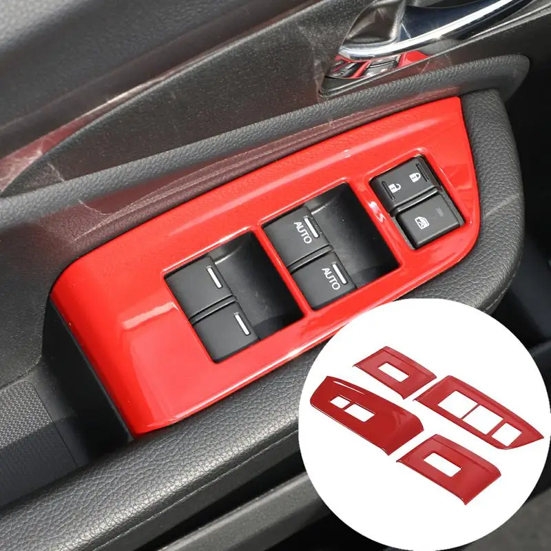 

4PCS ABS Interior Door Armrest Panel Cover Window Glass Lift Buttons Frame Trim Sticker for Honda Pilot 2015-2022 Accessories