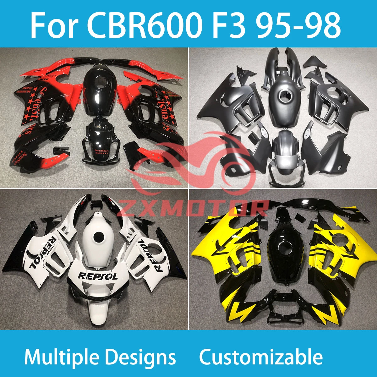 

CBR 600 F3 1995 1996 1997 1998 Motorcycle Fairings for Honda CBR 600 F3 95 96 97 98 Customizable Injection Fairing Kit