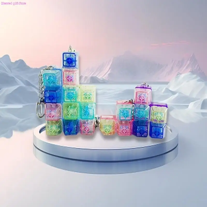 D0JC 5개 휴대용 키보드 Fidgets 스트레스 해소를 위한 장난감 키체인 및 다양한 색상의 집중력 향상