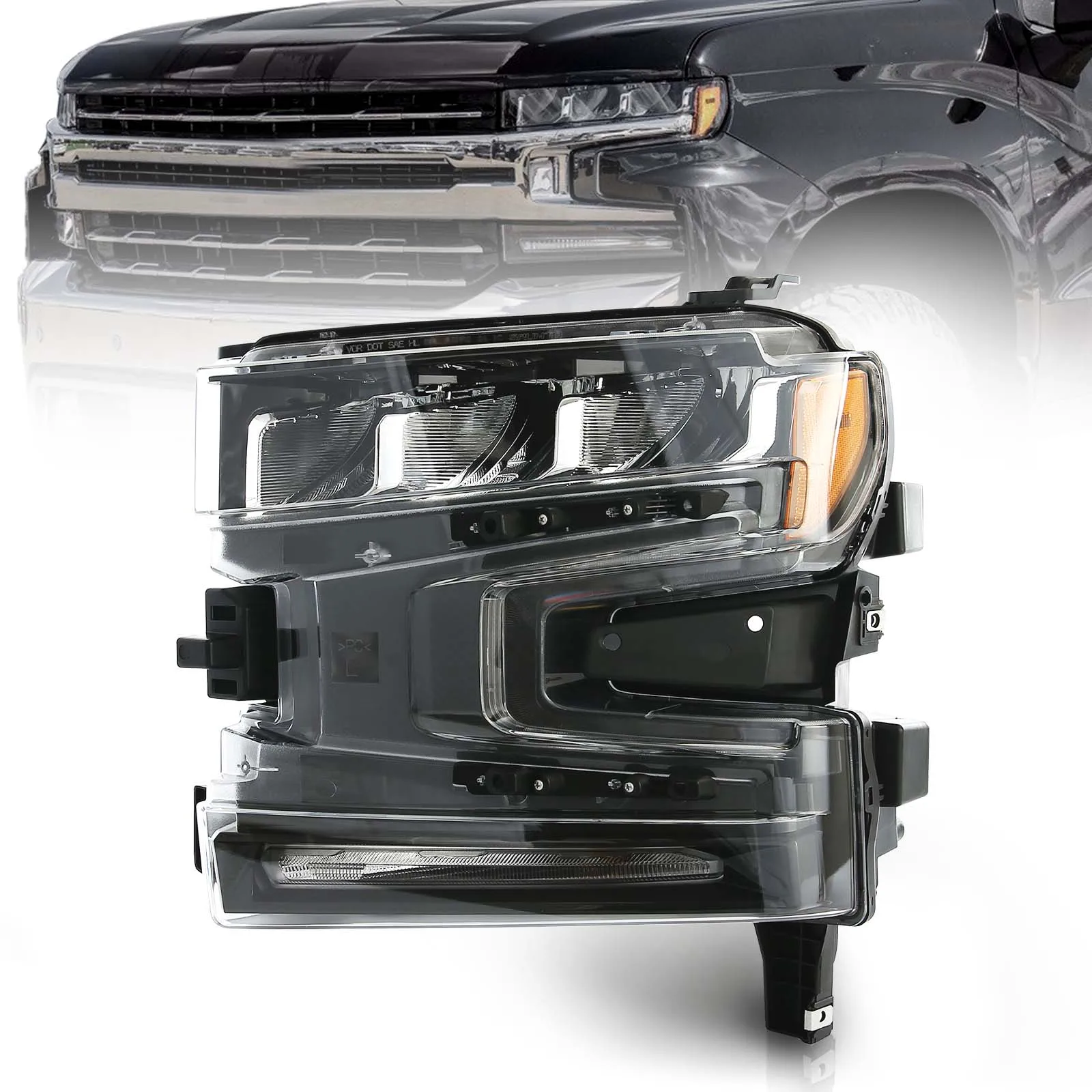 

Передняя фара в сборе для Chevy Silverado 1500 2019 2020 2021 с лампочкой, пассажирская правая сторона RH, автомобильные аксессуары