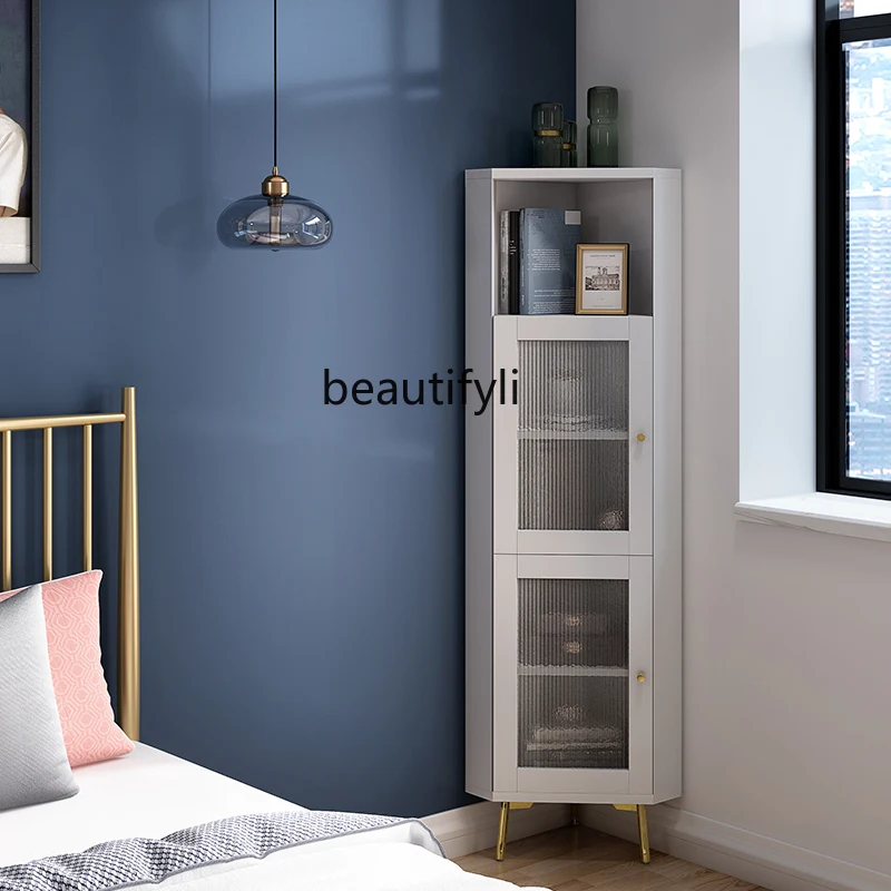 

yj Nordic Light Luxury Corner Cabinet Living Room Multi-Functional Triangle Cabinet Corner Locker Simple Side Cabinet