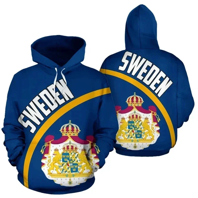 thumbnail image 1 of Sudadera con capucha con estampado 3D de la bandera de Suecia para hombre, sudadera de manga larga con estampado de emblema nacional, jersey de gran tamaño a la moda, ropa, 1 of 5