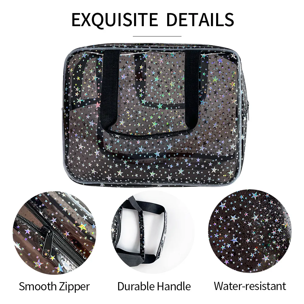 Neuankömmling Kosmetiktasche für Frauen, tragbare Reise-Kulturtasche, langlebiges PVC-Material, Reißverschluss, großer, transparenter Make-up-Organizer – Detail 5